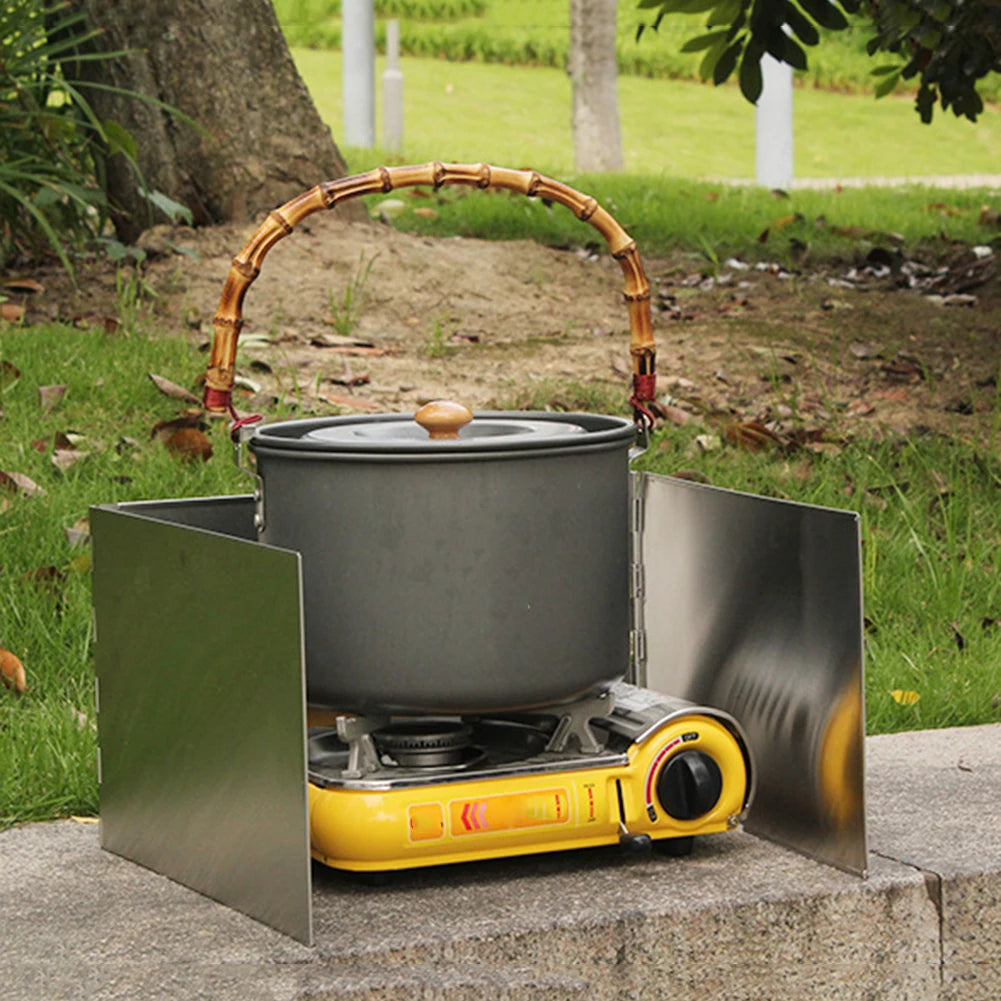 Foldable Gas Stove Windshield Outdoor Camping Equipment Picnic BBQ Cookware Windproof Stainless Steel Folding Wind Screen