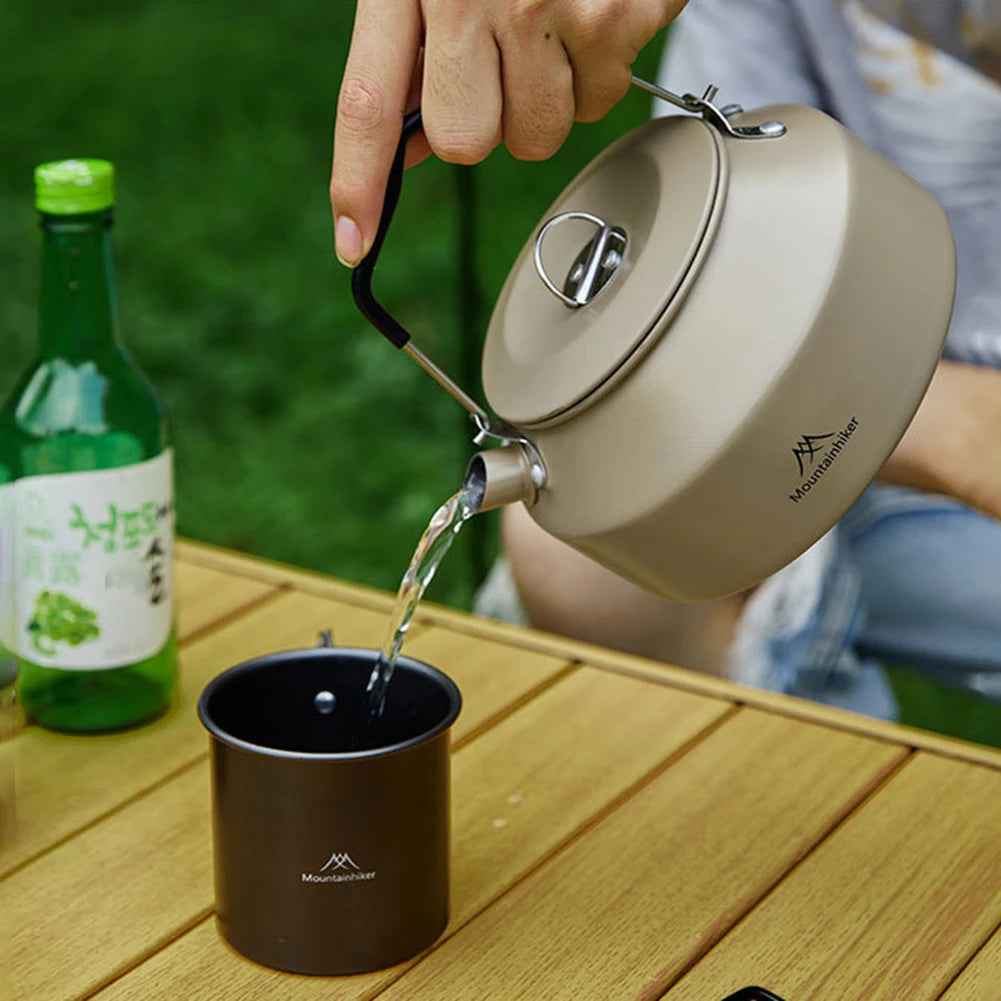 1.4L Outdoor Camping Kettle Portable Hiking Cookware Utensils Ultralight Coffee Water Kettle Tourist Camping Supplies Tableware