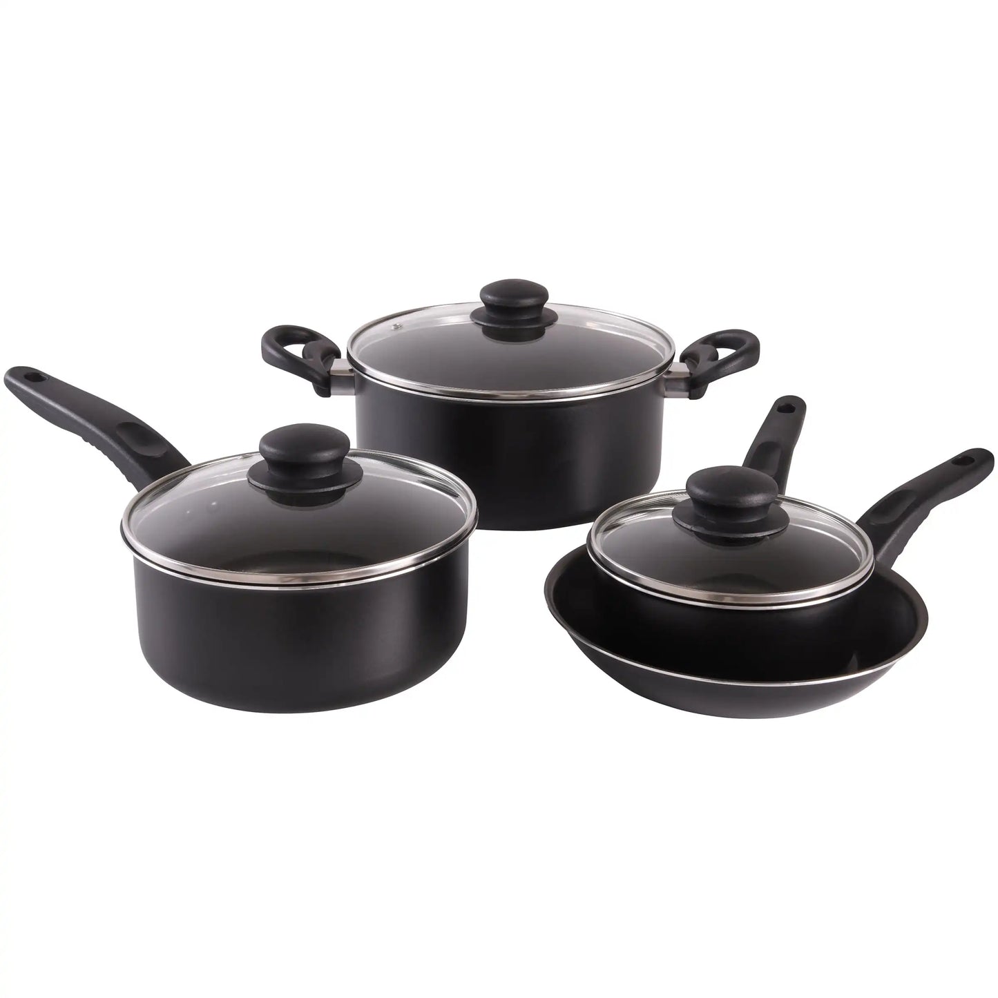 7 Piece Nonstick  Cookware Set, Black cookware set non stick  pots and pans set  jogo panelas cerâmica