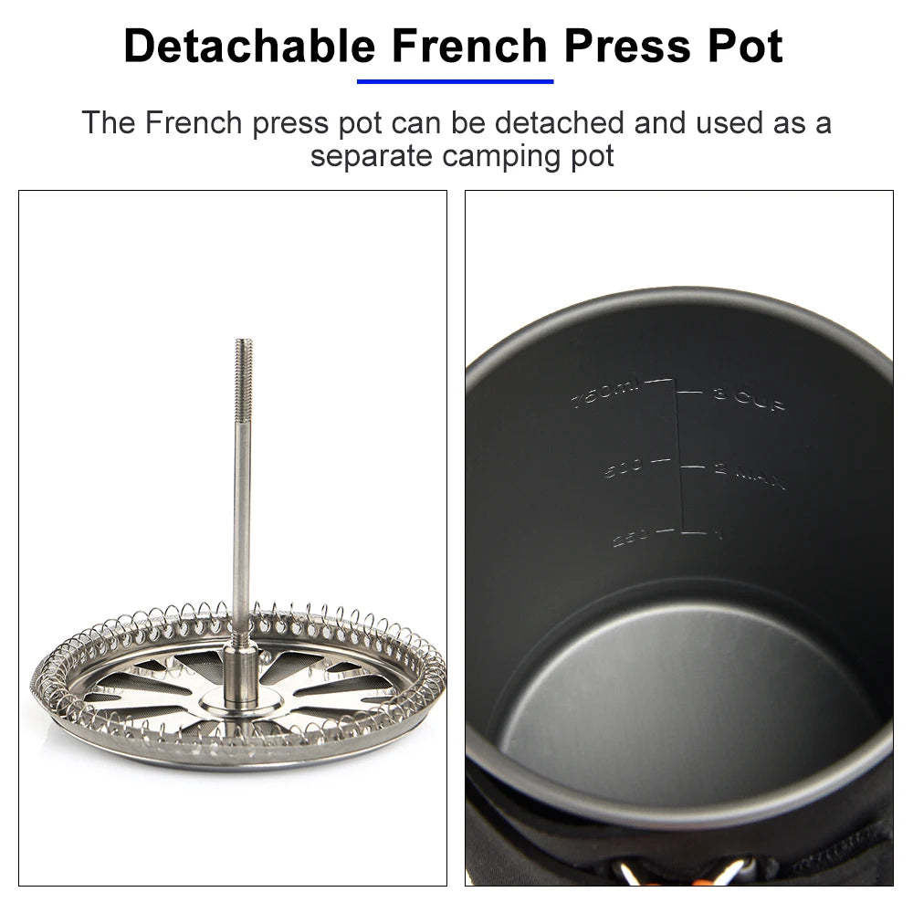 Widesea Camping Cooking System with Heat Exchanger Outdoor Gas Stove Burner Tourist Coffee Pot Cup Cookware Tableware Tourism